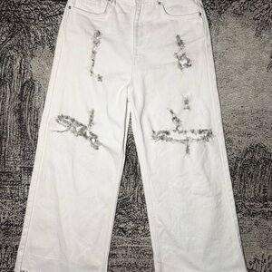 Stradivarius White Flare Denim